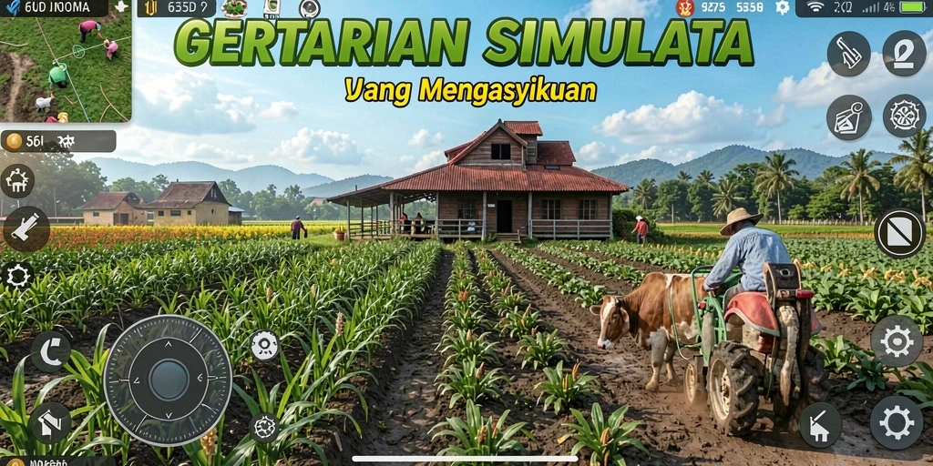 Screenshot utama 66D menampilkan aktivitas bertani yang seru.