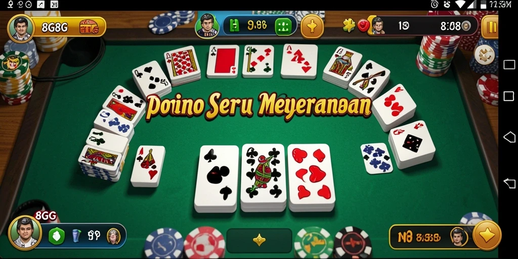Screenshot gameplay 8G8G yang menampilkan suasana permainan Domino yang seru.