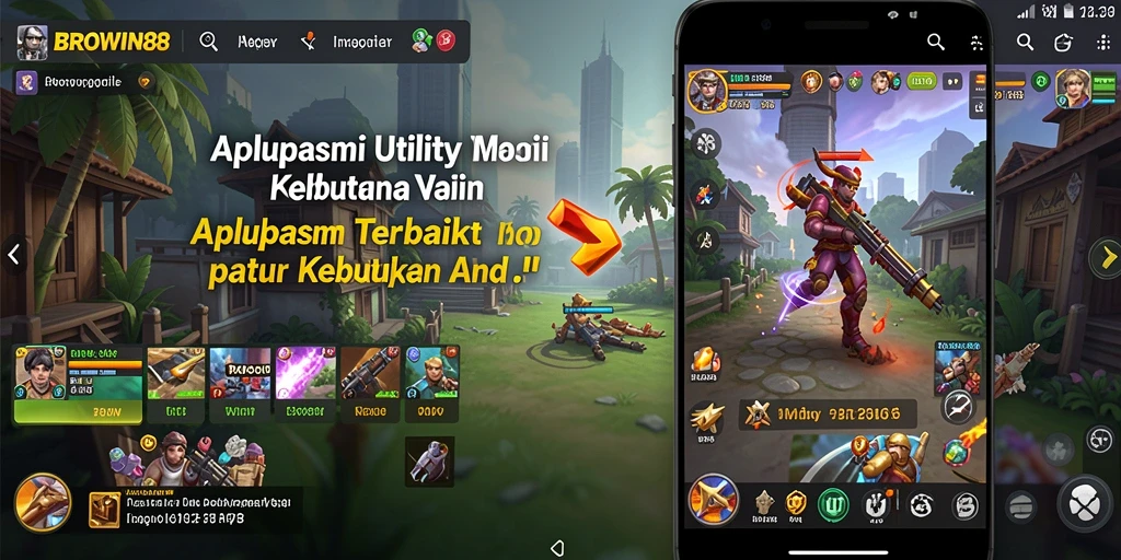 Tampilan utama aplikasi BROWIN88 dengan berbagai fitur Utility.