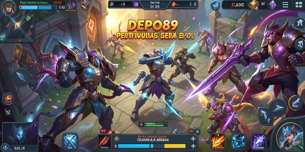 Tangkapan layar DEPO89 menampilkan pertarungan hero di arena MOBA.