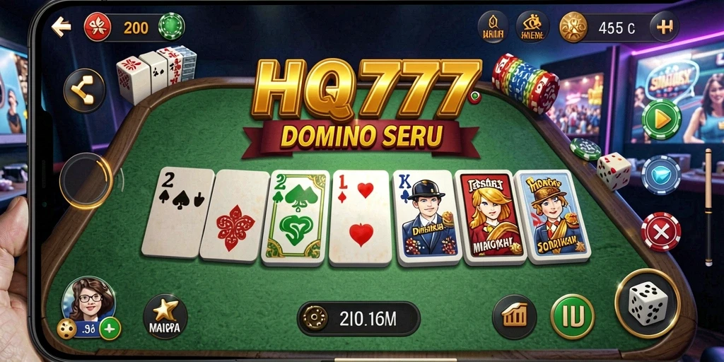 Gameplay seru Domino di HQ777 dengan grafis menawan.