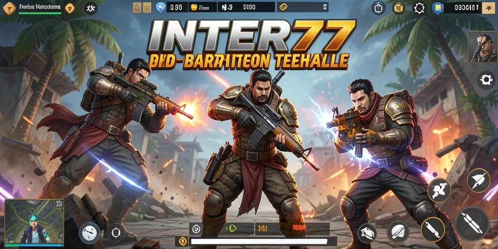 Tampilan gameplay seru dalam INTER77, pertarungan Battle Royale yang dinamis.