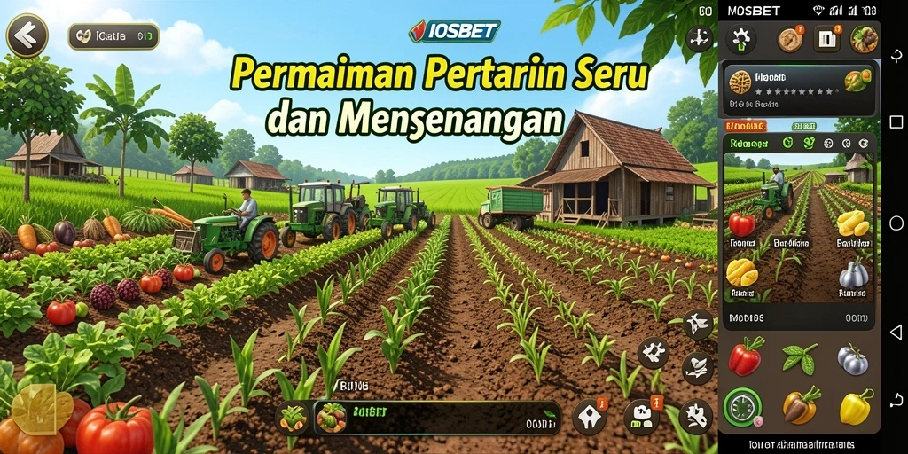 Screenshot menampilkan gameplay seru dan lahan pertanian yang indah di IOSBET.