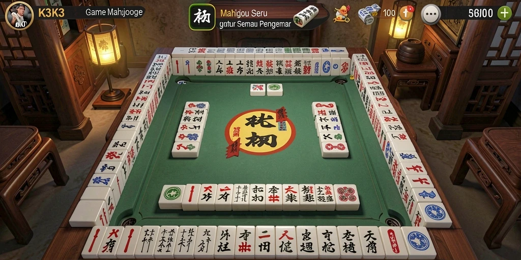 Tampilan gameplay K3K3 yang menarik dalam permainan Mahjong.