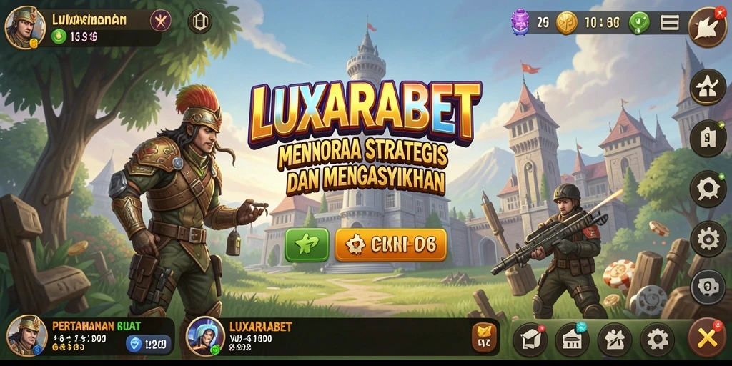 Tangkapan layar gameplay LUXARABET menampilkan pertempuran seru dalam Tower Defense.