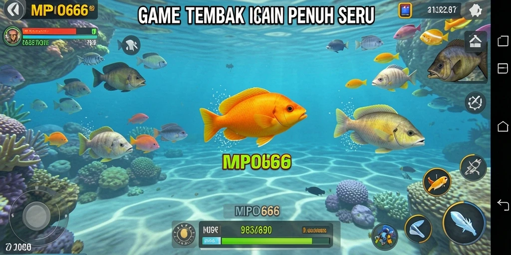 Screenshot gameplay MPO666 dengan aksi menembak ikan yang mendebarkan.