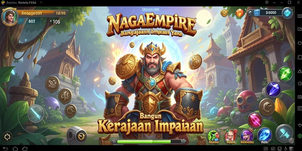 Tangkapan layar gameplay NAGAEMPIRE menunjukkan suasana kerajaan yang megah.