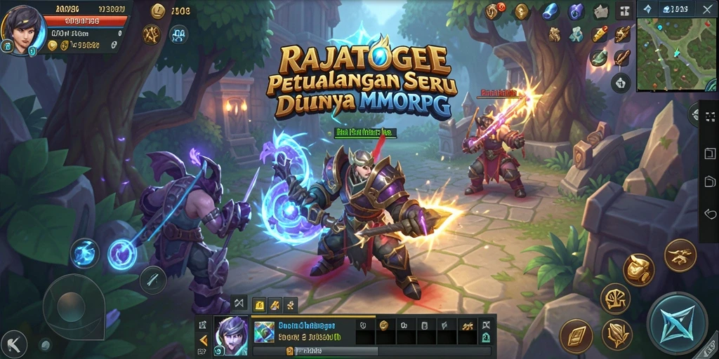 Tangkapan layar menunjukkan aksi seru dalam gameplay MMORPG RAJATOGEL.