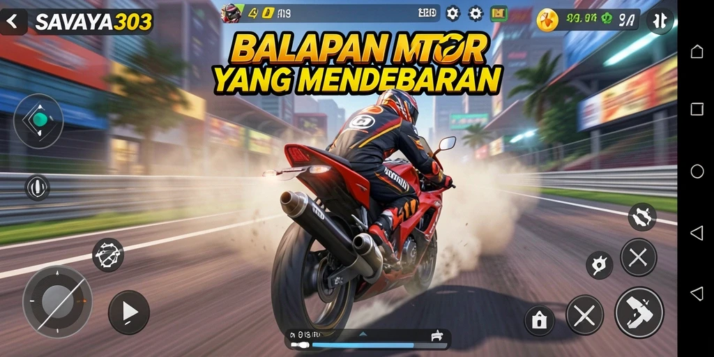 Screenshot SAVAYA303 menampilkan aksi balapan motor yang seru dan menantang.