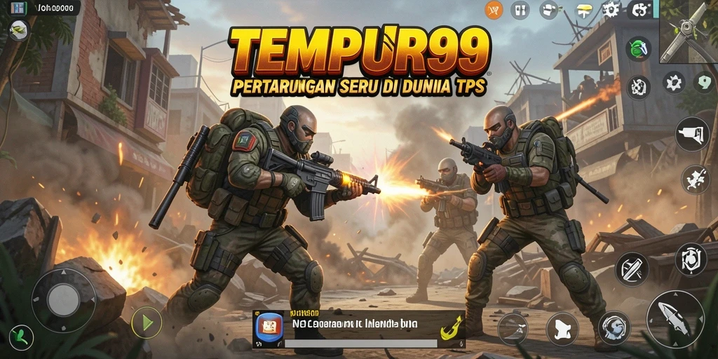 Tangkapan layar menunjukkan aksi intens dalam game TPS.