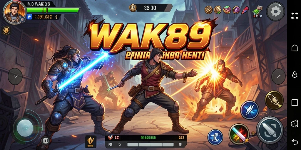 Tangkapan layar WAK89 menampilkan aksi pertarungan mendebarkan di arena.
