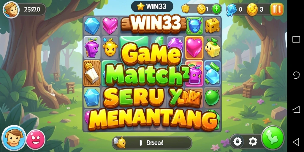 Tampilan gameplay seru dan penuh warna dari WIN33 Match-3.