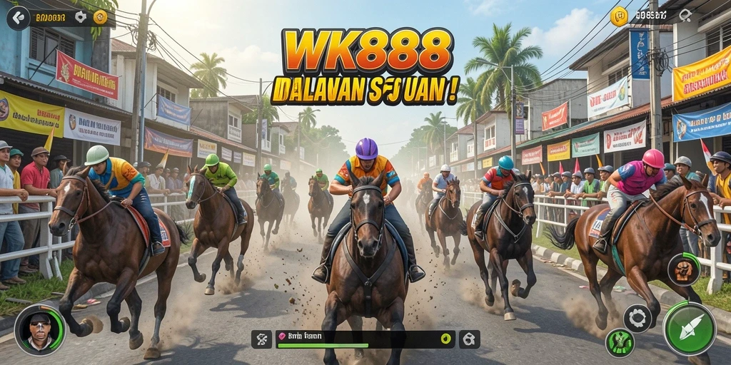 Tampilan gameplay WK888 yang mendebarkan saat balapan di trek.