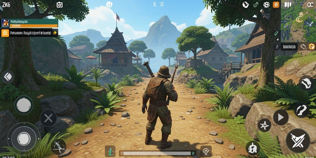 Screenshot gameplay menampilkan petualangan epik di dunia Open World.